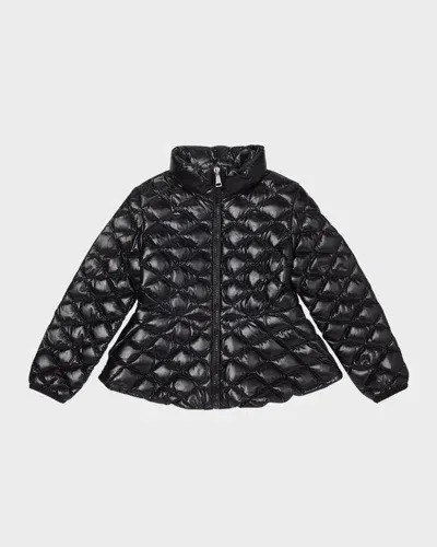 Moncler Kids' Girl's Barvie Diamond Quilted Jacket In Black