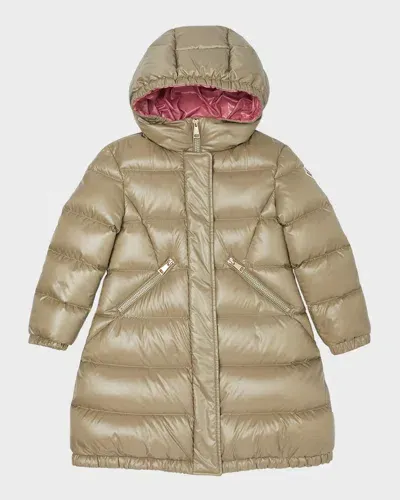 Moncler Kids' Girl's Bellevue Long Coat In Beige