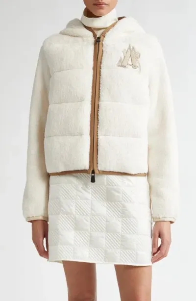 Moncler Grenoble Fleece Down Puffer Jacket In White