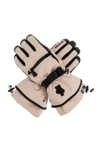 Moncler Grenoble Logo Detailed Gloves In Beige