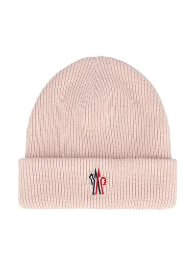 Moncler Grenoble Logo Embroidered Knit Beanie In Pink