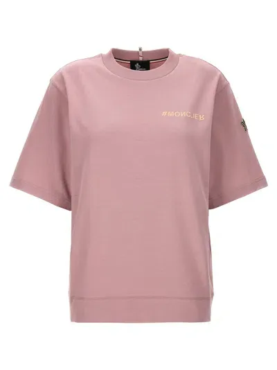 Moncler Grenoble Logo Print T Shirt In Pink