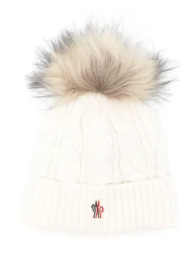 Moncler Grenoble Pompom-detail Beanie Hat In White