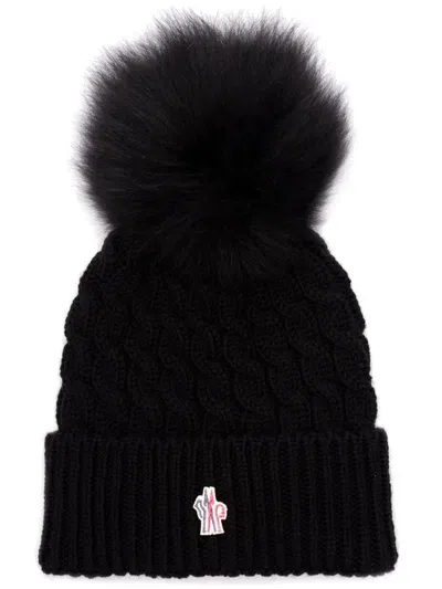 Moncler Grenoble Pompom Virgin-wool Beanie In Black