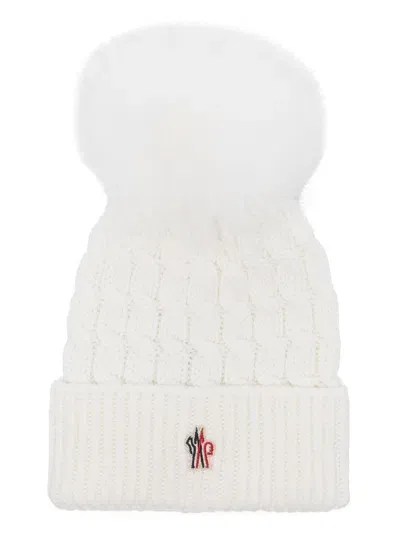 Moncler Pompom Virgin-wool Beanie In White