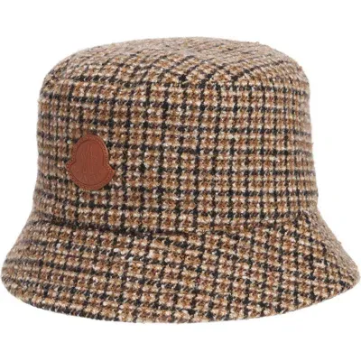 Moncler Wool Blend Bucket Hat In Beige