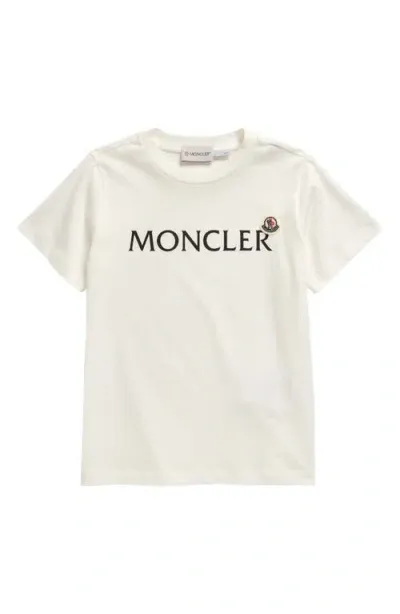 Moncler Kids' Embroidered Logo Cotton T-shirt In White