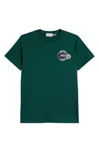 Moncler Kids' Football Motif Logo Patch T-shirt In Green