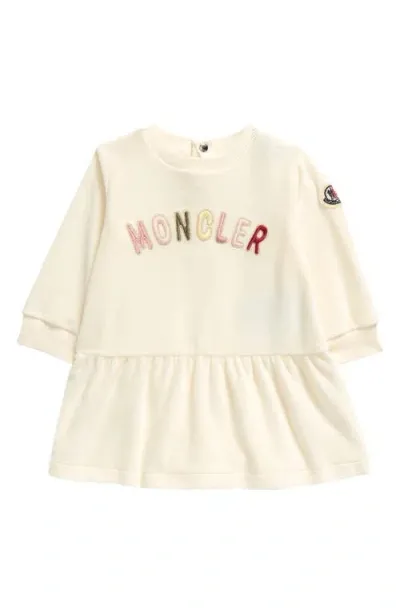 Moncler Kids' Logo Embroidered Chenille Dress In White