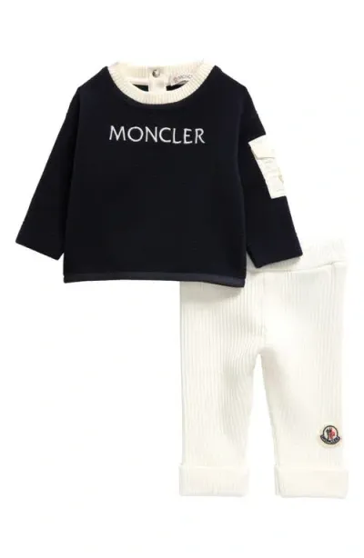 Moncler Kids' Logo Graphic Sweatshirt & Ribbed Leggings Set In Blue