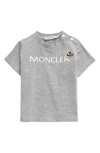 Moncler Boys Grey Kids Brand-print Regular-fit Stretch-cotton T-shirt 6 Months - 3 Years 9-12