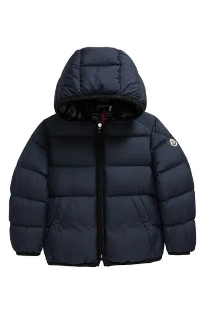 Moncler Kids' Mattan Down Hooded Jacket In Blue