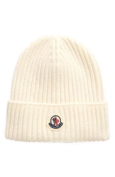 Moncler Kids' Merino Wool Cuff Beanie In White