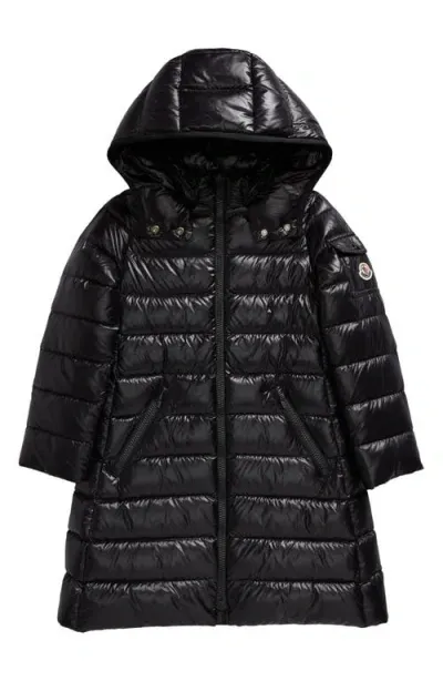 Moncler Kids' Moka Hooded Nylon Down Puffer Jacket In Black