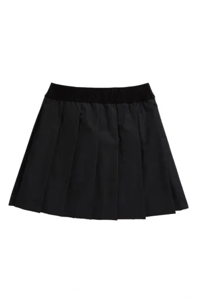 Moncler Kids' Pleated Cotton Blend Skirt In Black