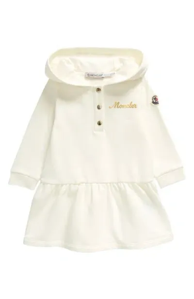 Moncler Kids' Stretch Cotton Hoodie Dress In White