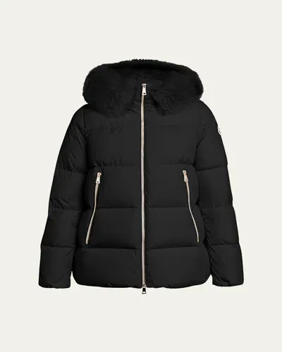 Moncler Laiche Short Puffer Parka Jacket In Black