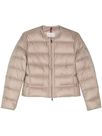 Moncler Laurine Quilted Puffer Jacket In Beige