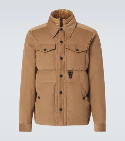 Moncler Lech Cotton Down Shirt Jacket In Camel