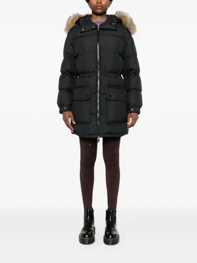 Moncler Logo-appliqué Padded Coat In Black