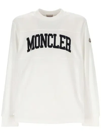 Moncler Logo Patch Crewneck Sweatshirt In White