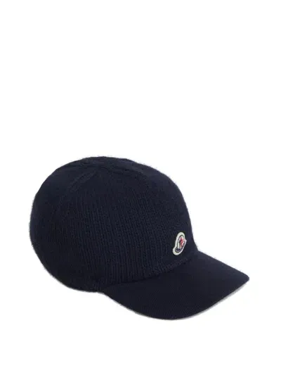 Moncler Knit Baseball Cap In Blue