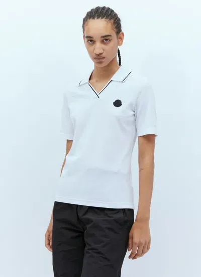 Moncler Logo Patch Polo Shirt In White