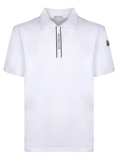 Moncler Logo Patch Short Polo Shirt In White