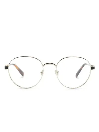 Moncler Logo-plaque Round-frame Glasses In 032