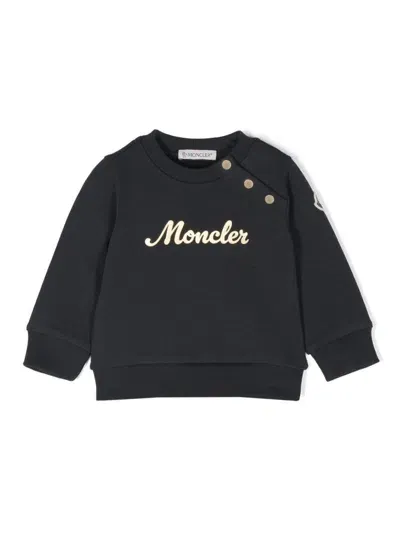 Moncler Kids' Felpa Stampa Logo In Blue