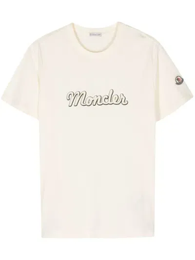 Moncler Logo-print T-shirt In Neutrals