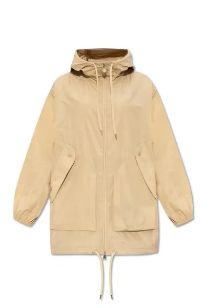 Moncler Melia Hooded Raincoat In Beige