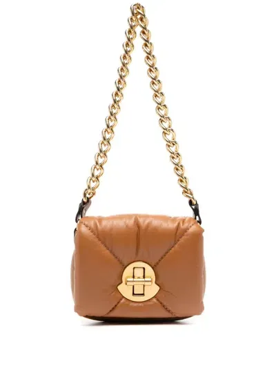 Moncler Mini Puf Cross Body Bag In Brown