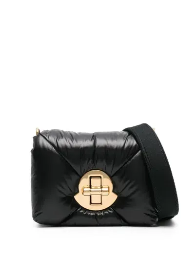 Moncler Mini Puf Leather Crossbody Bag In Black