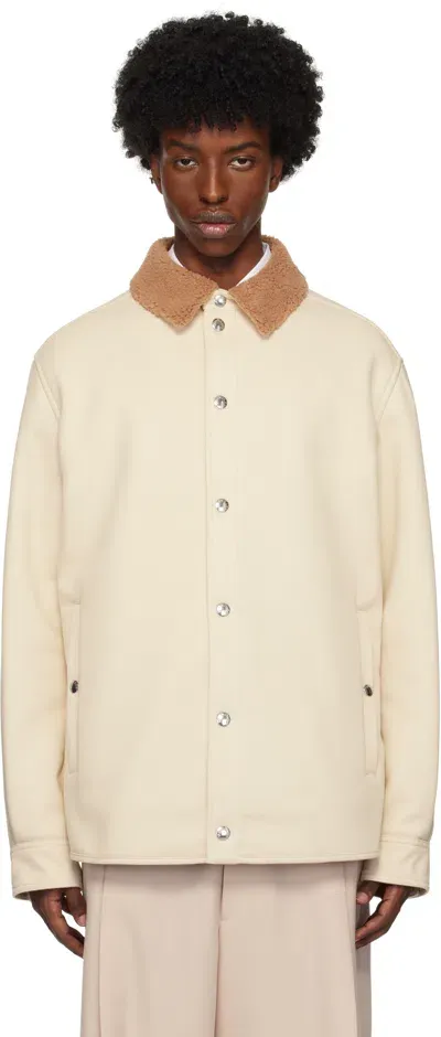 Moncler Off-white Camica Jacket In 21i - Ivory