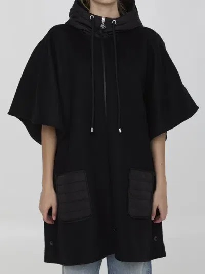 Moncler Padded Hooded Cape In Black