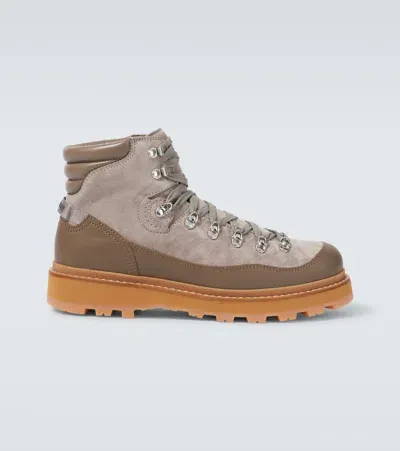 Moncler Peka Trek Leather Hiking Boots In Green