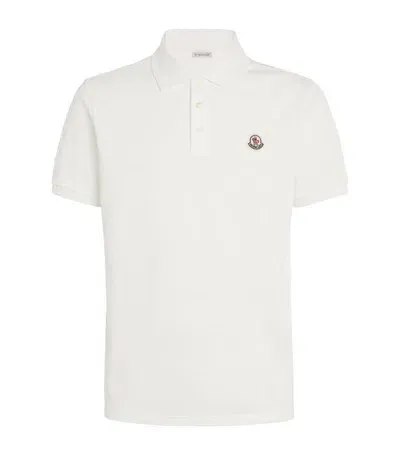 Moncler Piqué Cotton Logo Polo Shirt In White