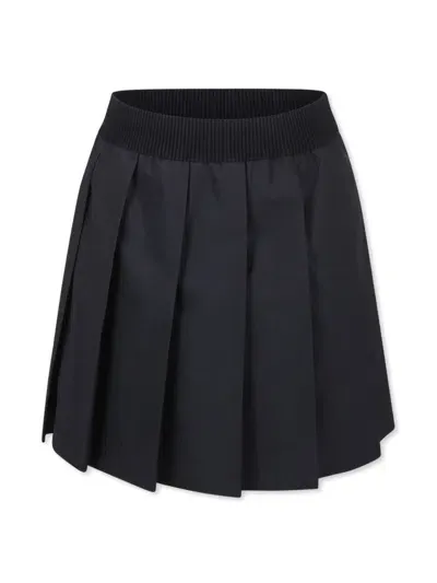 Moncler Kids' Pleated Cotton Skirt In Black