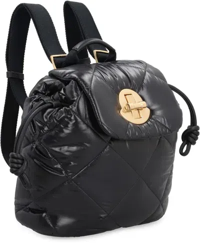 Moncler Puf - Laqué Nylon Backpack In Black