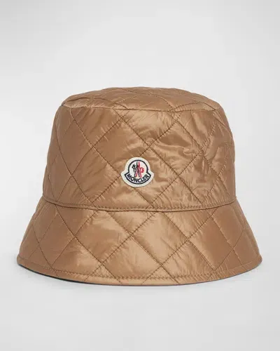 Moncler Quilted Bucket Hat In Tan