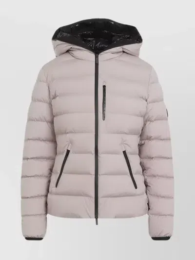 Moncler Herbe Stretch Nylon Hooded Puffer Jacket In Pink