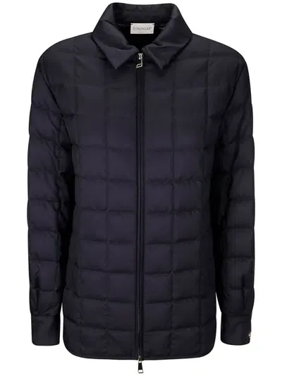 Moncler Quilted Puffer Jacket In Blue