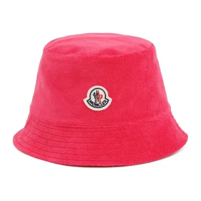 Moncler Reversible Dropped Wide Brim Bucket Hat In Pink