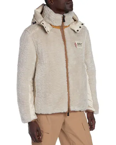 Moncler Reversible Wengi Teddy Fleece Jacket In Dust