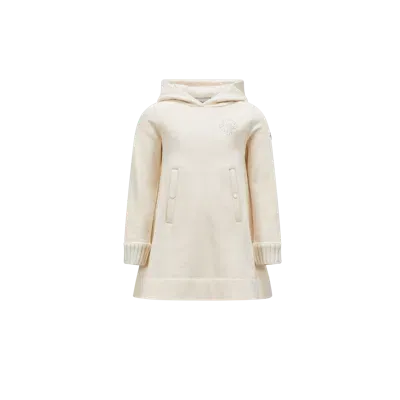 Moncler Kids' Hooded Crystal Logo Dress White