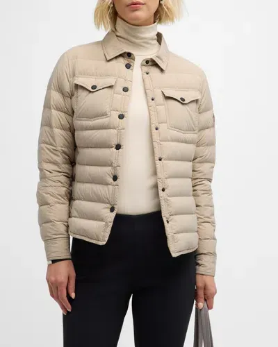 Moncler Rozes Puffer Shirt Jacket In Beige