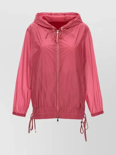 Moncler 'sharp' Hooded Drawstring Jacket In Fuchsia