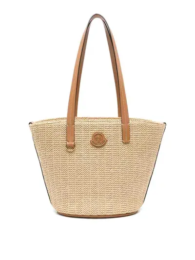 Moncler Small Hubba Raffia Tote Bag In Multicolour