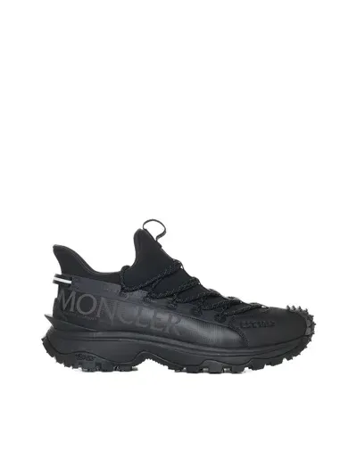 Moncler Logo Printed Stretch Ripstop Sneakers In Black